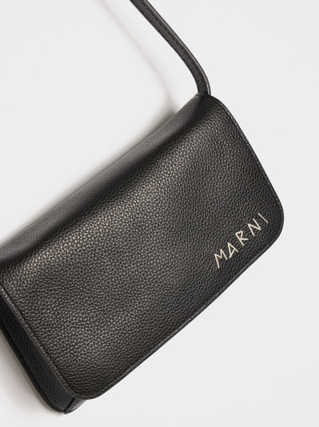 Calf Leather With Mending Pochette, Black