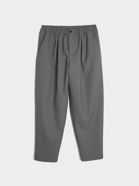 Tropical Wool Cropped Drawstring Pants, Graphite