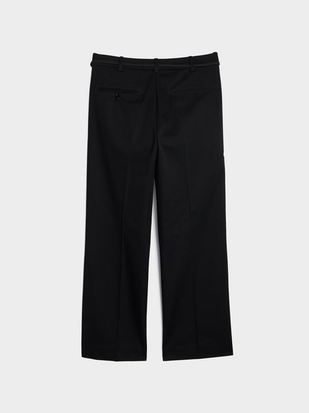 Straight Cotton Gabardine Trousers, Black