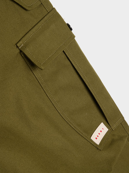 Loose Fit Drawstring Cargo Workwear Pant, Leaf Green