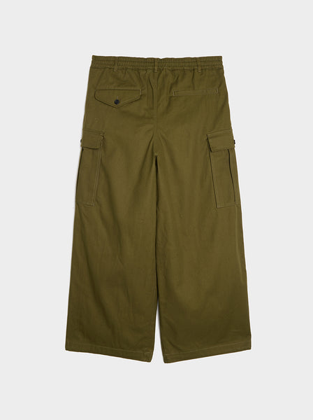 Loose Fit Drawstring Cargo Workwear Pant, Leaf Green