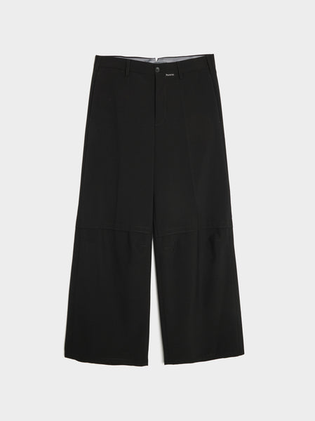 Light Wool Blend Half Classic Pant, Black