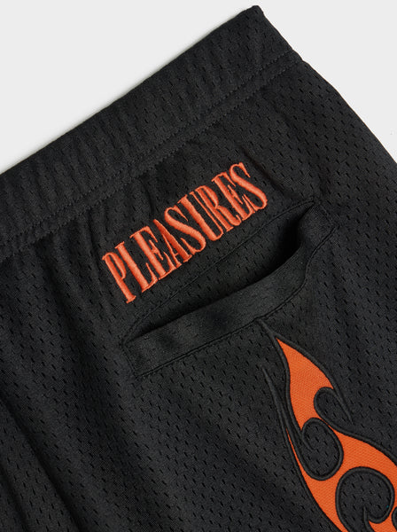 Flame Mesh Shorts, Black