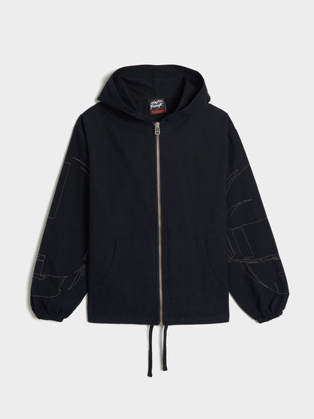 Digital Zip Poncho Hoodie, Black