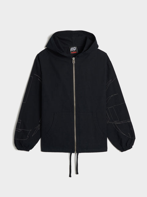 Digital Zip Poncho Hoodie, Black
