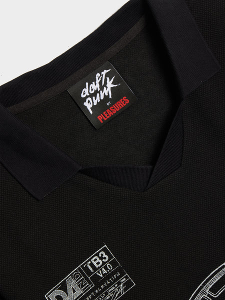 Schematic Long Sleeve Polo, Black