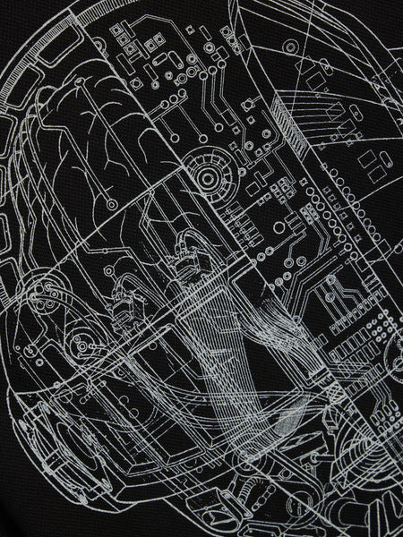 Schematic Long Sleeve Polo, Black