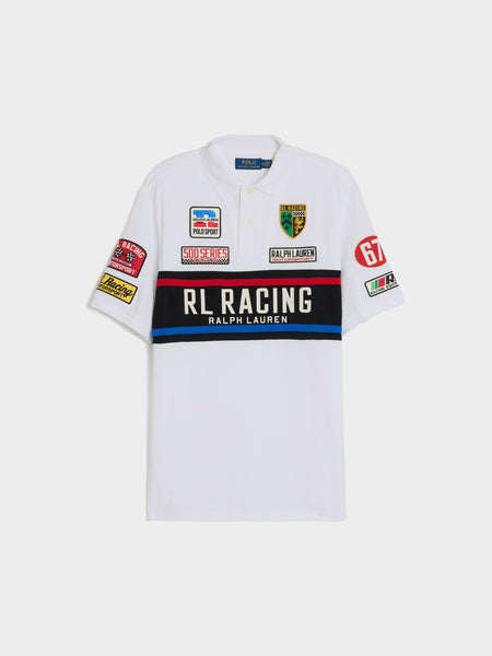 Short Sleeve Mesh Graphic RL Racing Polo, White