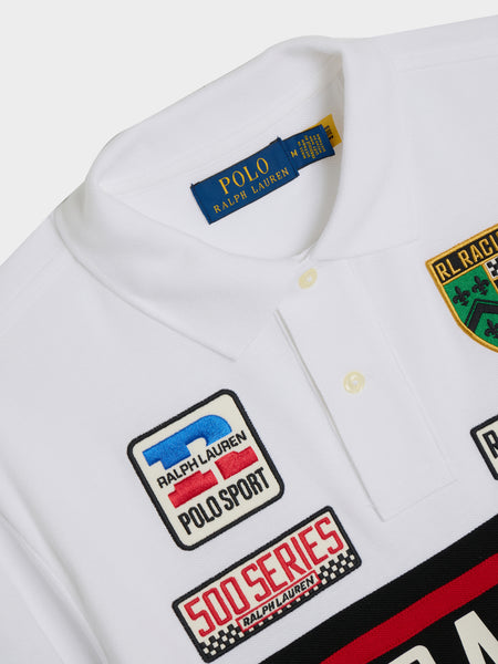 Short Sleeve Mesh Graphic RL Racing Polo, White