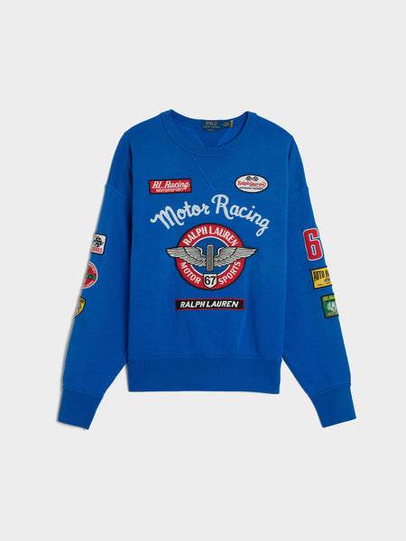 Vintage Fit Fleece Novelty Racing Crewneck Sweatshirt, Heritage Blue