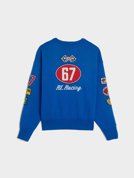 Vintage Fit Fleece Novelty Racing Crewneck Sweatshirt, Heritage Blue
