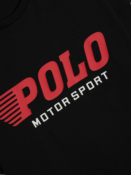 Jersey Knit Polo Motorsport Print T-Shirt, Polo Black