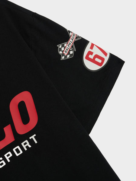 Jersey Knit Polo Motorsport Print T-Shirt, Polo Black