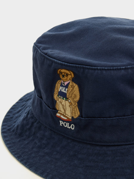 Classic Twill Novelty Bear Loft Bucket Hat, Newport Navy
