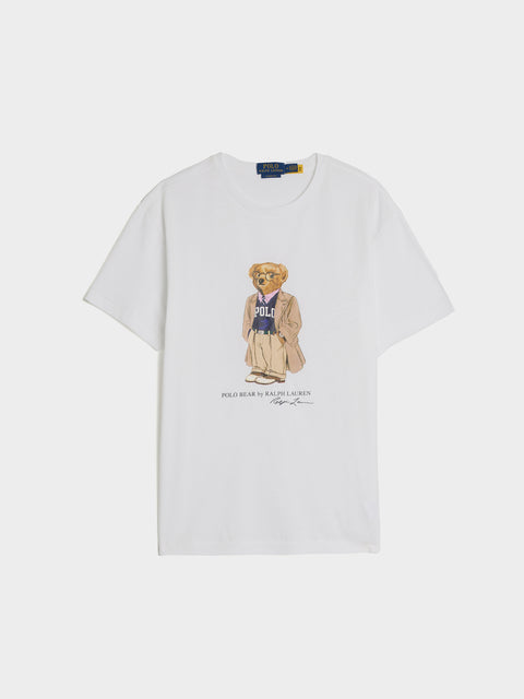 Cotton Mesh Novetly Polo T-Shirt, White HRTG Bear