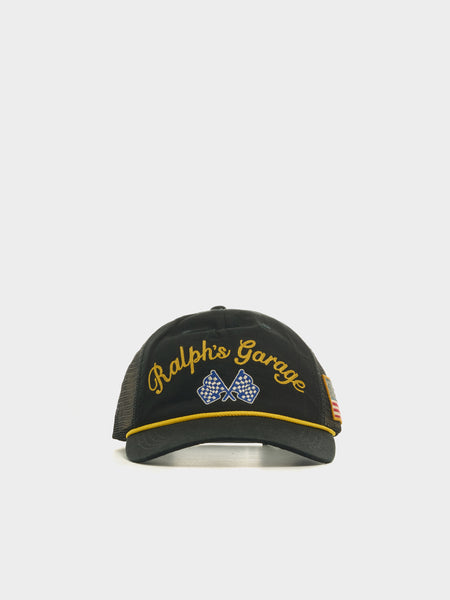 Original Label Cotton Canvas Vintage Ralph's Garage Trucker Hat, Polo Black