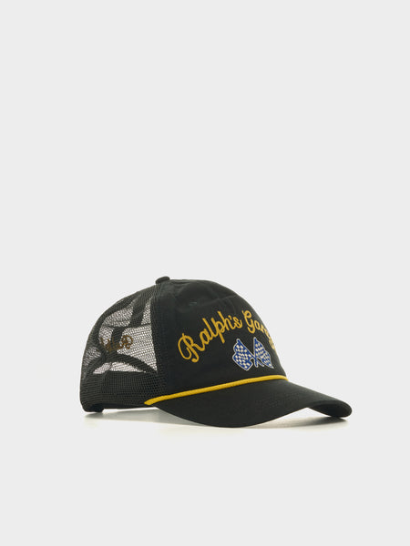 Original Label Cotton Canvas Vintage Ralph's Garage Trucker Hat, Polo Black