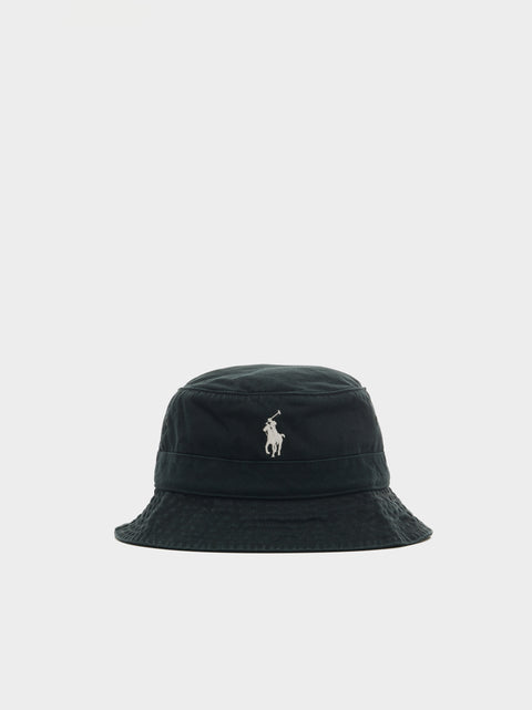 Reversible Chino Loft Bucket Hat, Polo Black