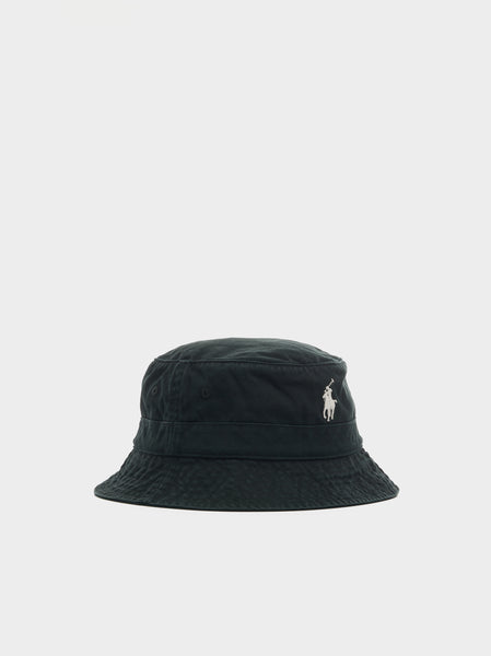 Reversible Chino Loft Bucket Hat, Polo Black