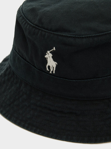 Reversible Chino Loft Bucket Hat, Polo Black