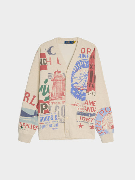Vintage Fleece Panel Printed Patchwork Sweatshirt, Chalk Heather Multi