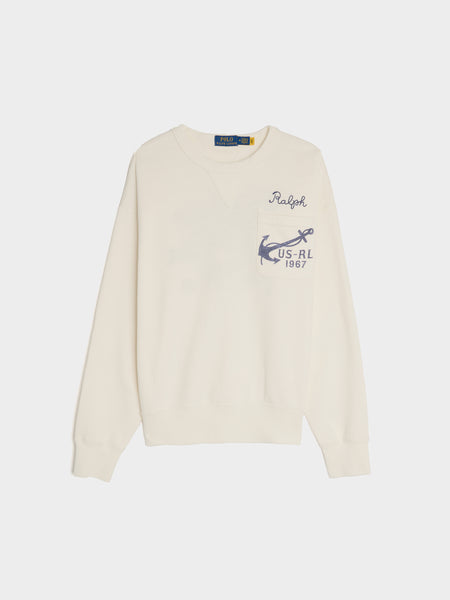 Vintage Fleece Printed RL Anchor Sweatshirt, Nevis