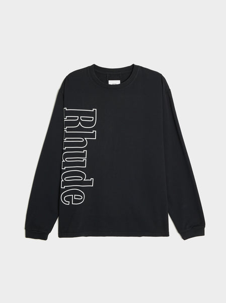 Rhude Side Logo LS Tee, VTG Black