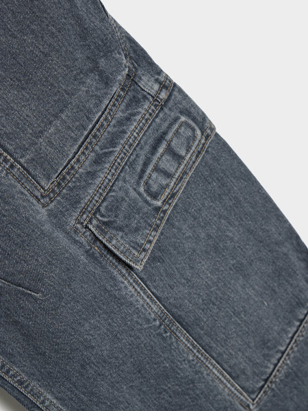Double Cargo Jeans, Washed Grey
