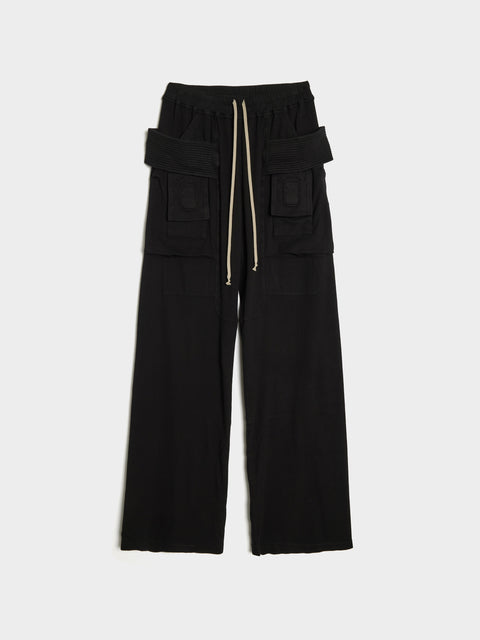 Cargo Drawstring Wide Pant, Black