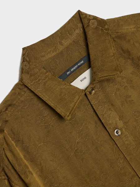 Antique Floral S/S Oversized Shirt, Khaki