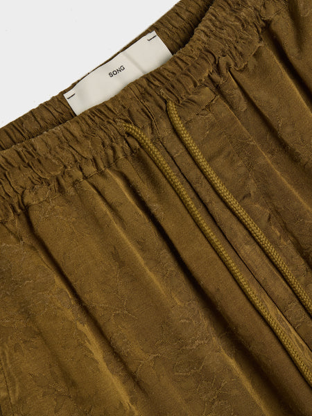 Antique Floral Raw Lined Elasticated Shorts, Khaki