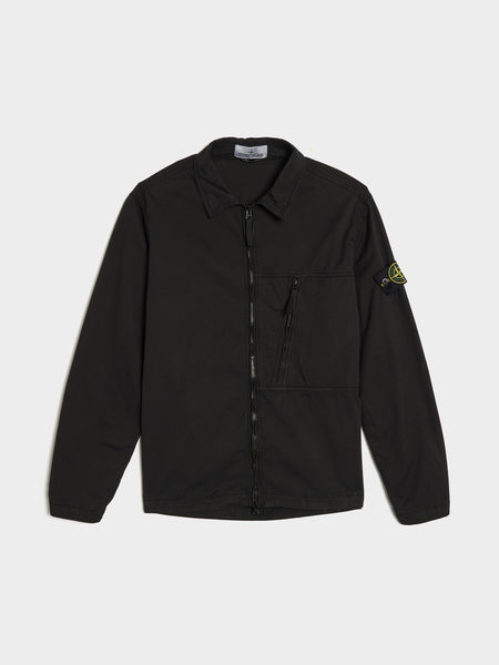 Supima Cotton Twill Overshirt, Black