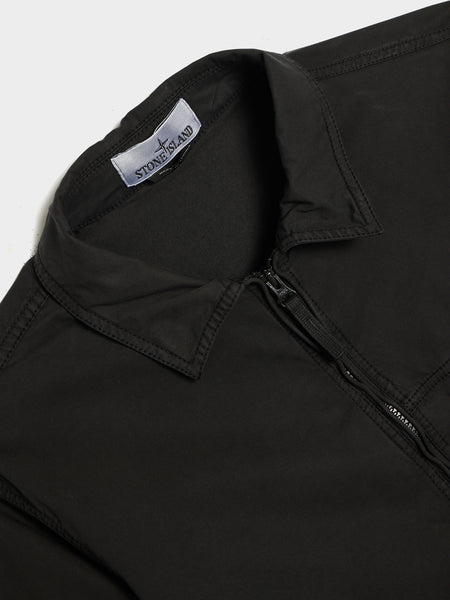 Supima Cotton Twill Overshirt, Black
