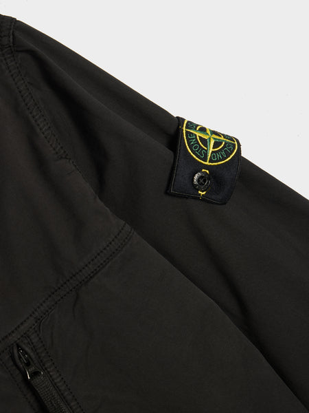 Supima Cotton Twill Overshirt, Black