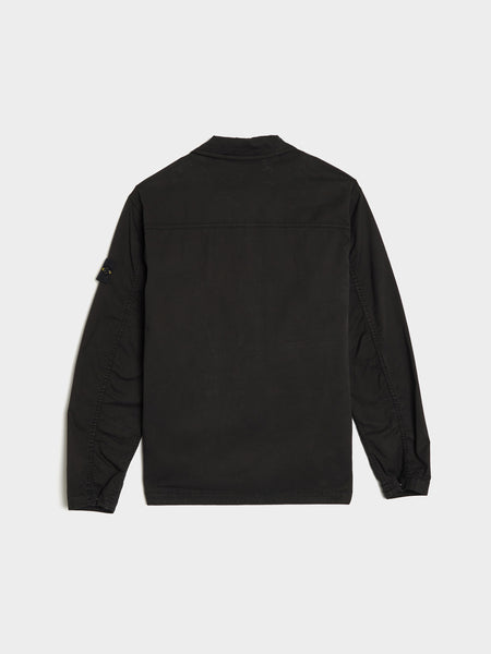 Supima Cotton Twill Overshirt, Black