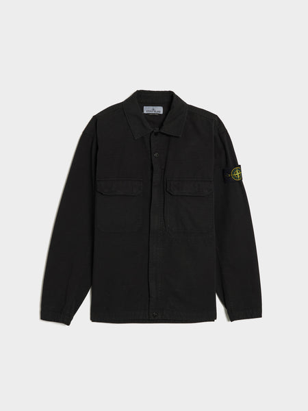 Organic Cotton Ripstop Overshirt, Black