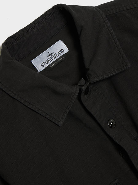Organic Cotton Ripstop Overshirt, Black