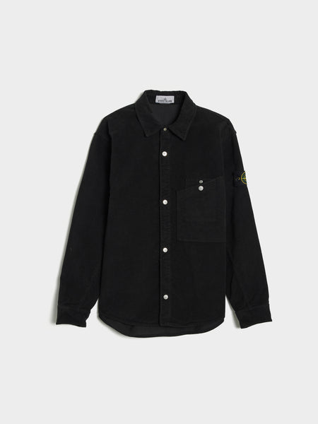Robust Cotton Moleskin Overshirt, Black
