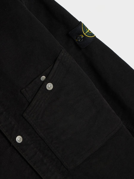 Robust Cotton Moleskin Overshirt, Black