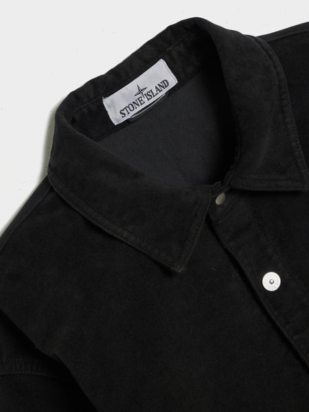 Robust Cotton Moleskin Overshirt, Black