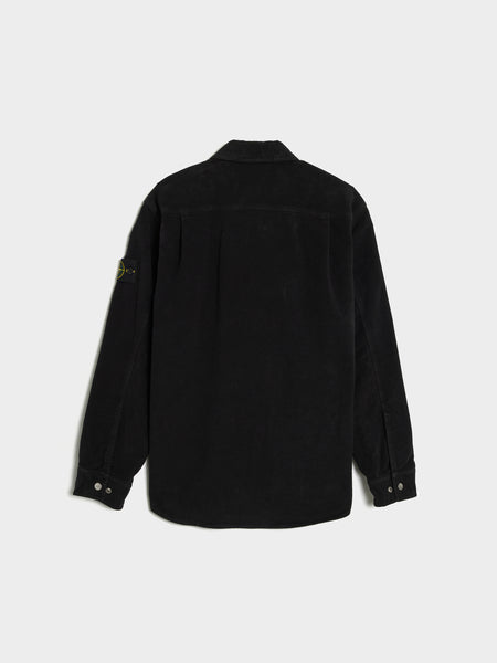 Robust Cotton Moleskin Overshirt, Black