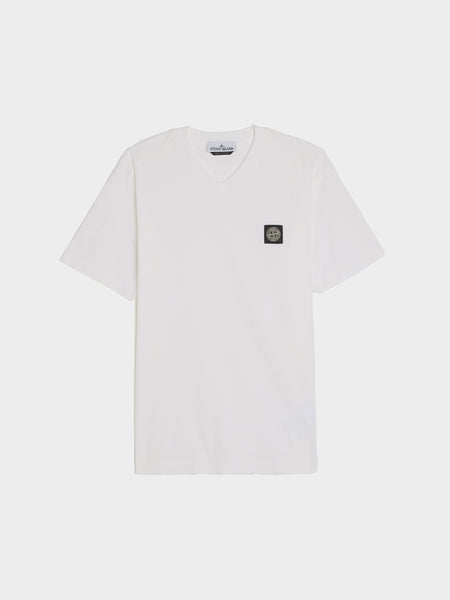 Compass Patch Logo V-Neck T-Shirt, White