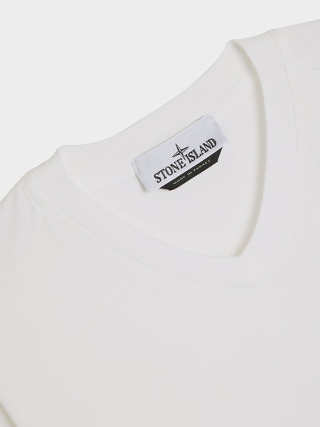Compass Patch Logo V-Neck T-Shirt, White