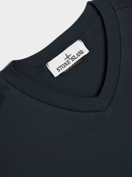 Compass Patch Logo V-Neck T-Shirt, Navy Blue