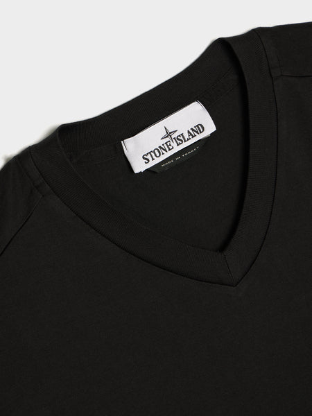 Compass Patch Logo V-Neck T-Shirt, Black