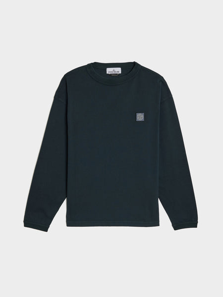 Combed Organic Cotton Long-Sleeve T-Shirt, Navy Blue