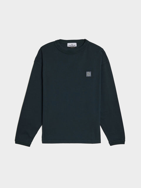 Combed Organic Cotton Long-Sleeve T-Shirt, Navy Blue