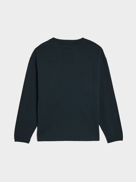 Combed Organic Cotton Long-Sleeve T-Shirt, Navy Blue