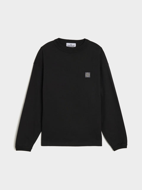 Combed Organic Cotton Long-Sleeve T-Shirt, Black