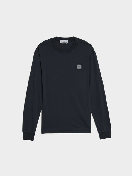FISSATO Effect Cotton Long-Sleeve T-Shirt, Navy Blue